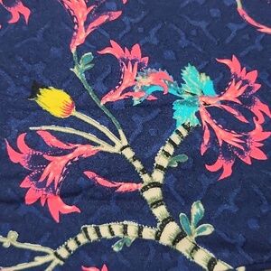 LULAROE LLR OS Floral on Solid Blue Buttery Soft Legging One Size